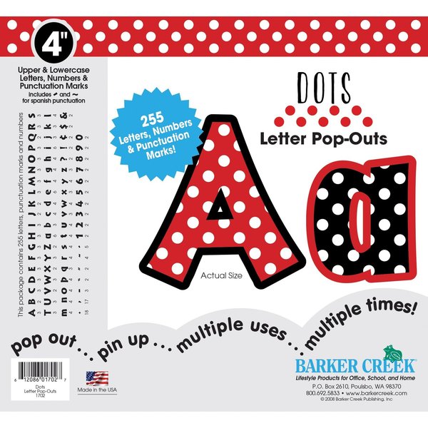 Barker Creek Dots 4" Letter Pop-Outs, 255 Characters/Set 1702